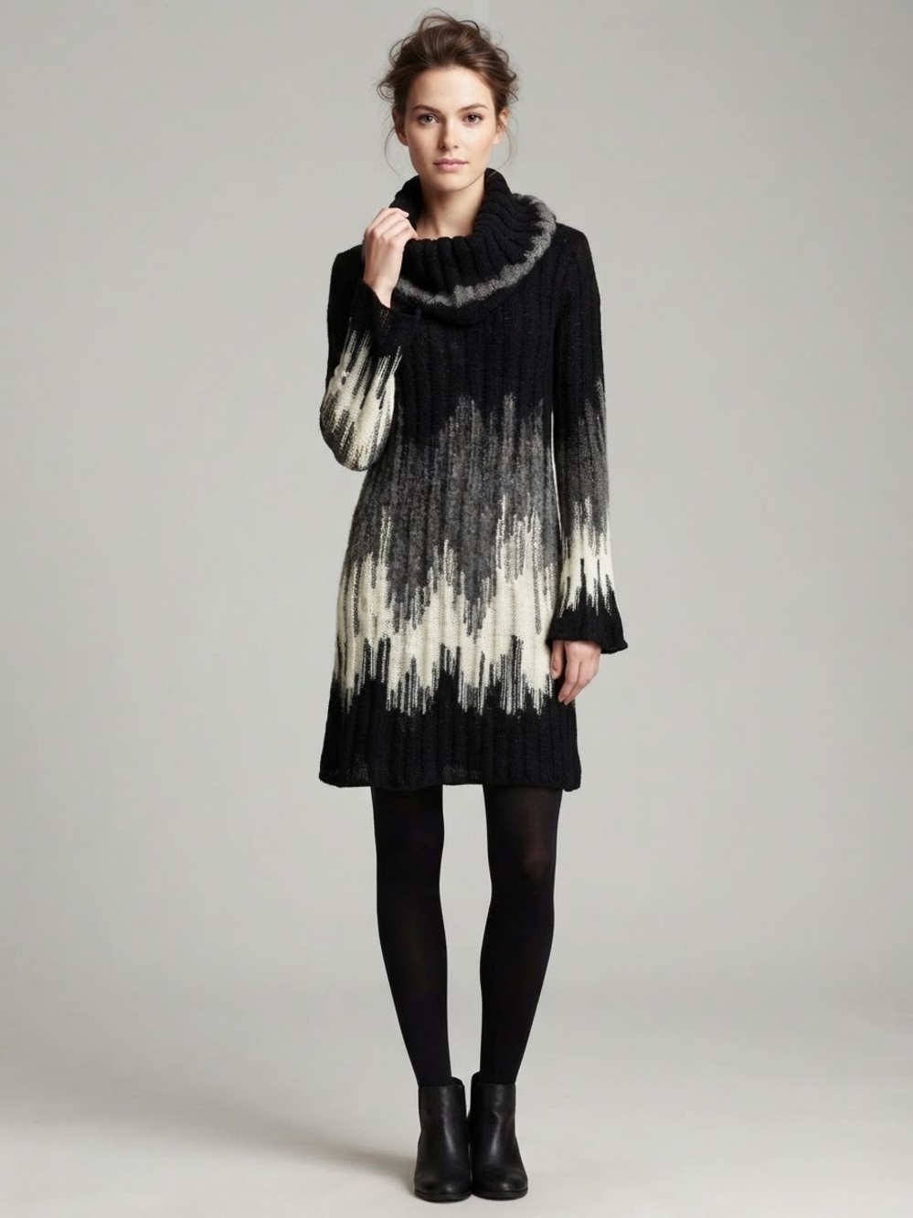 M Missoni Cowl Neck Gradient Knit Tunic Dress